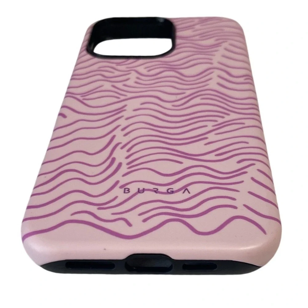 Burga iPhone 13 Pro Max Tough Case Pink Purple Wavy Line Protective Cover